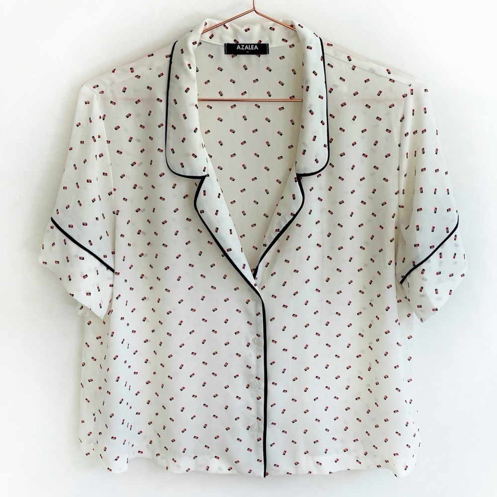 Azalea chic pajama style boxy short sleeve blouse